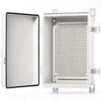 QILIPSU Junction Box IP67 Waterproof Plastic Electrical Enclosure Outdoor Weatherproof Project Electric Box with Mounting Plate, Wall Brackets, Hinged Grey Cover 11.2"x7.7"x5.1"