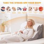Ruqmuis 3PCS Wedge Pillow Set for After Surgery, Adjustable Back Pillow for Bed Sitting up, Acid Reflux, Bed Wedge Pillow Headboard for Sleeping & Snoring, Orthopedic Pillow for Post Surgery, White