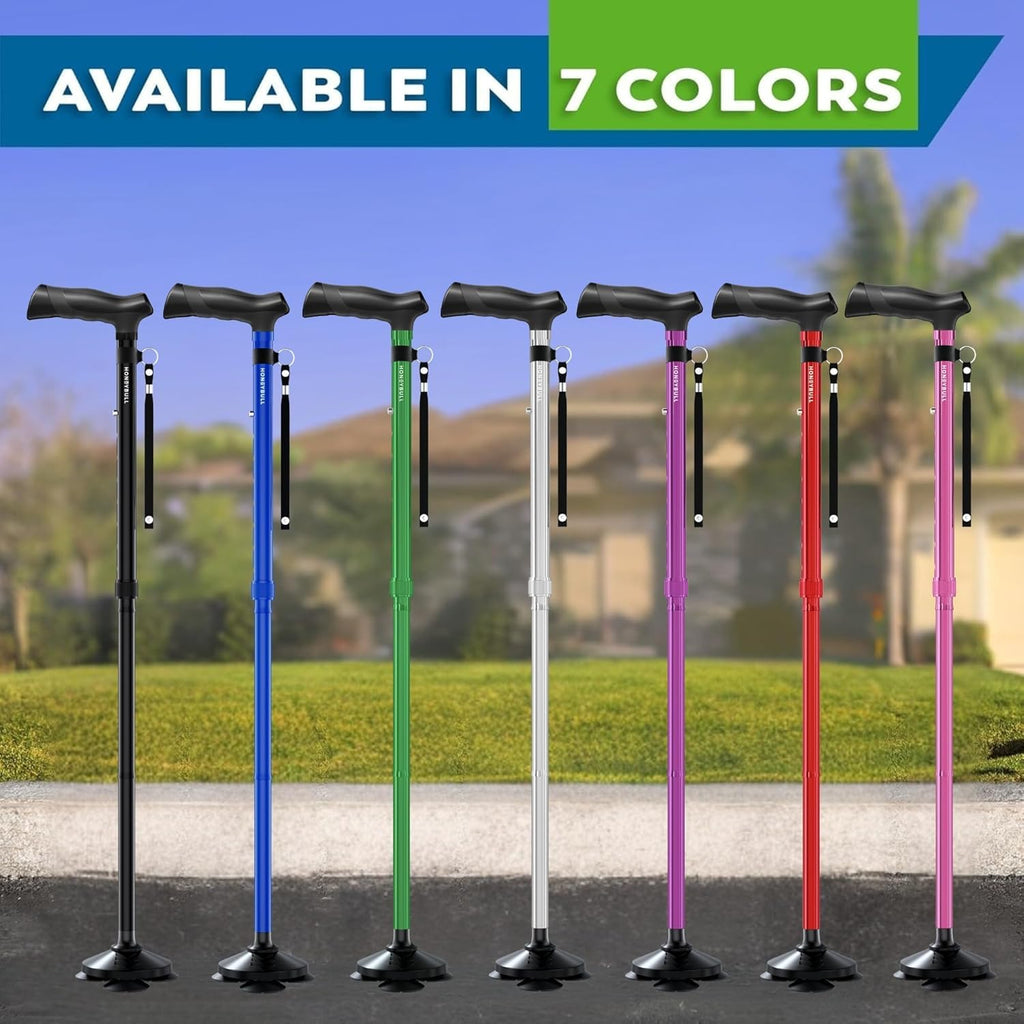 HONEYBULL Walking Cane for Women & Men Foldable, Adjustable, Heavy Duty, Free Standing, All Terrain, Collapsible Walking Sticks for Seniors & Adults (Purple)