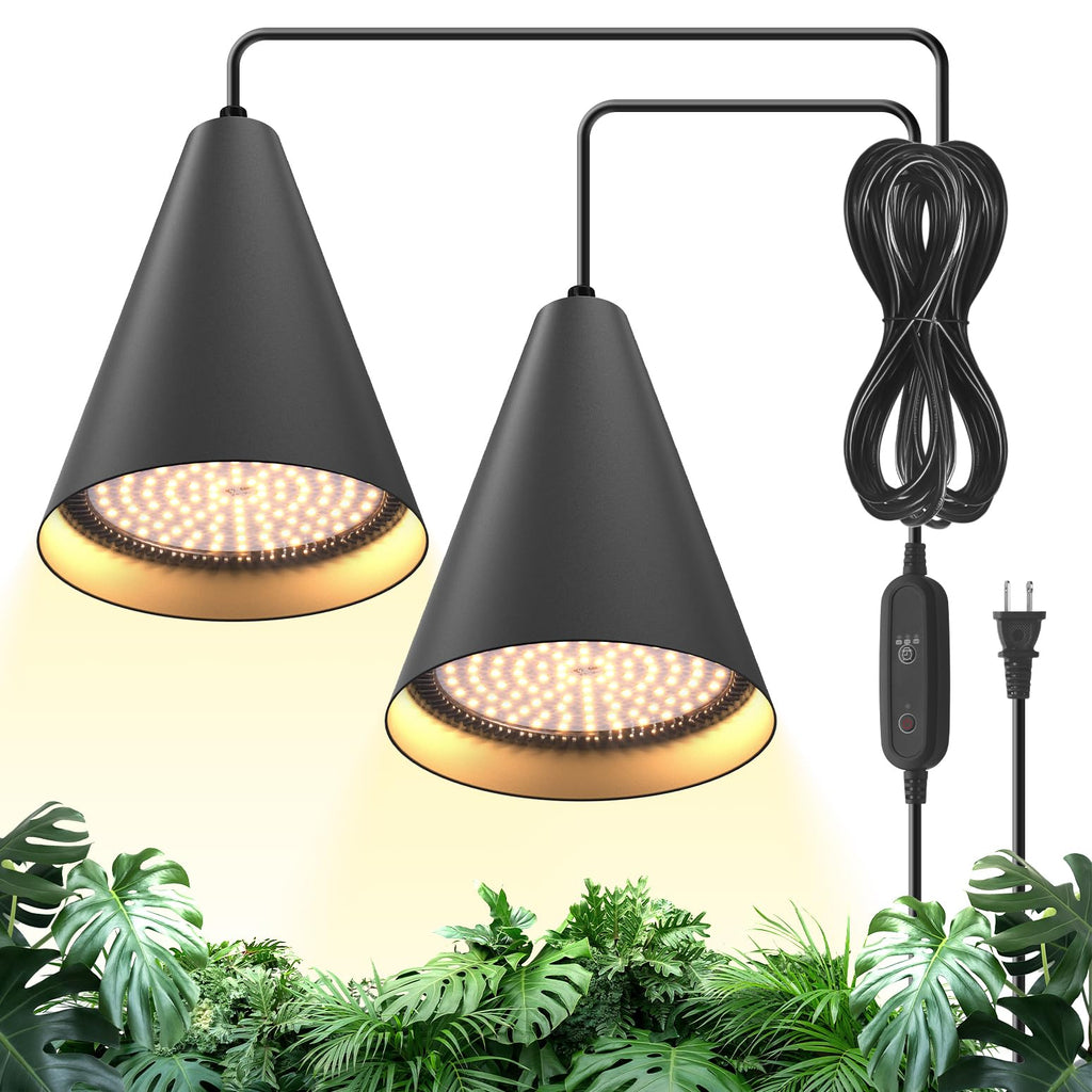 Bstrip Hanging Grow Light for Indoor Plants, Two Head One-Cord 50W