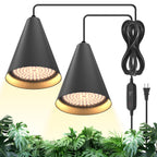 Bstrip Hanging Grow Light for Indoor Plants, Two Head One-Cord 50W
