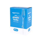 Amazon Basics Disposable Clear Plastic Forks, Premium Quality, BPA-Free, for Everyday Use, Party Supply, Events, 100 Count