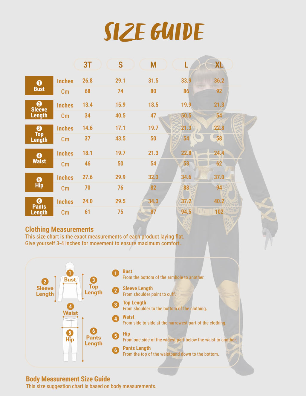 Spooktacular Creations Golden Ninja Costume Set, Ninja Jumpsuit with Foam Accessories for Kids, Toddler Halloween Outfit for Ideas Cosplay Party (Small, 5-7 yrs)