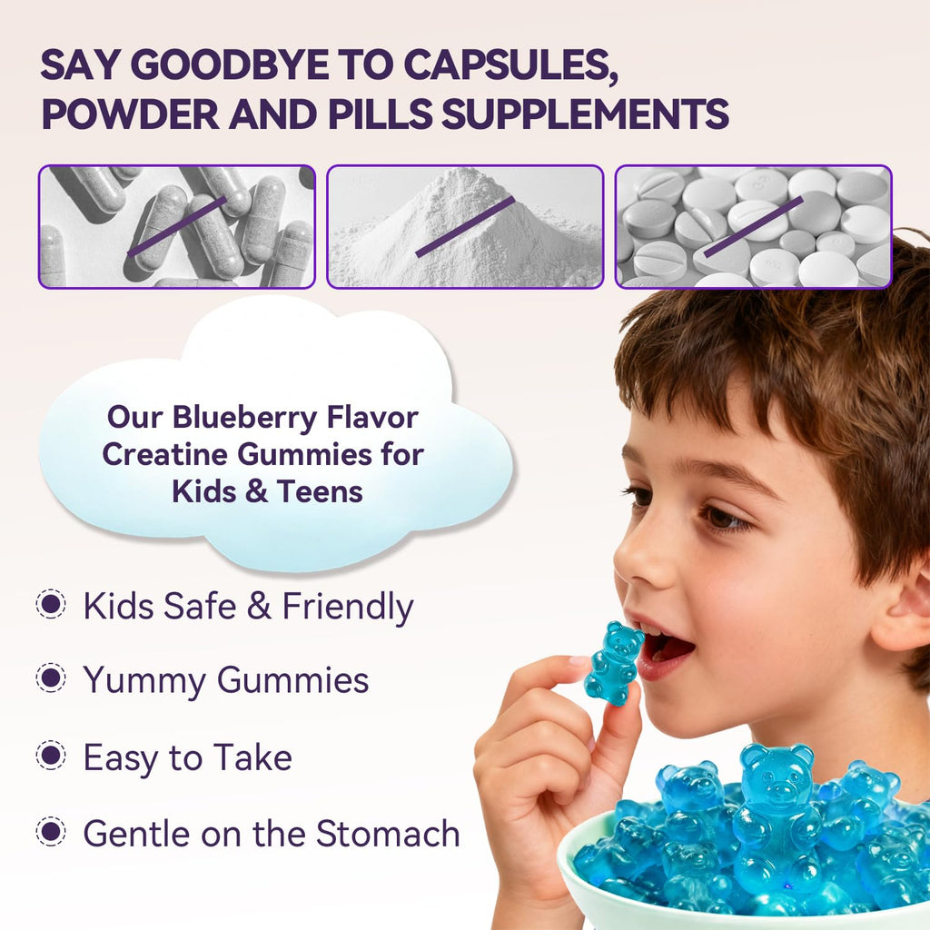 Crasye Creatine Gummies for Kids and Teens with Vitamin B12