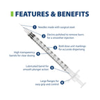 EasyTouch IW U-100 Insulin Syringes (29G 1.0cc 1/2") - 30 ct.