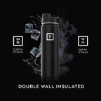 IRON °FLASK Camping & Hiking Hydration Flask with Spout, Wide Mouth Insulated Stainless Steel Sports Water Bottle - 22 oz Black Marquina