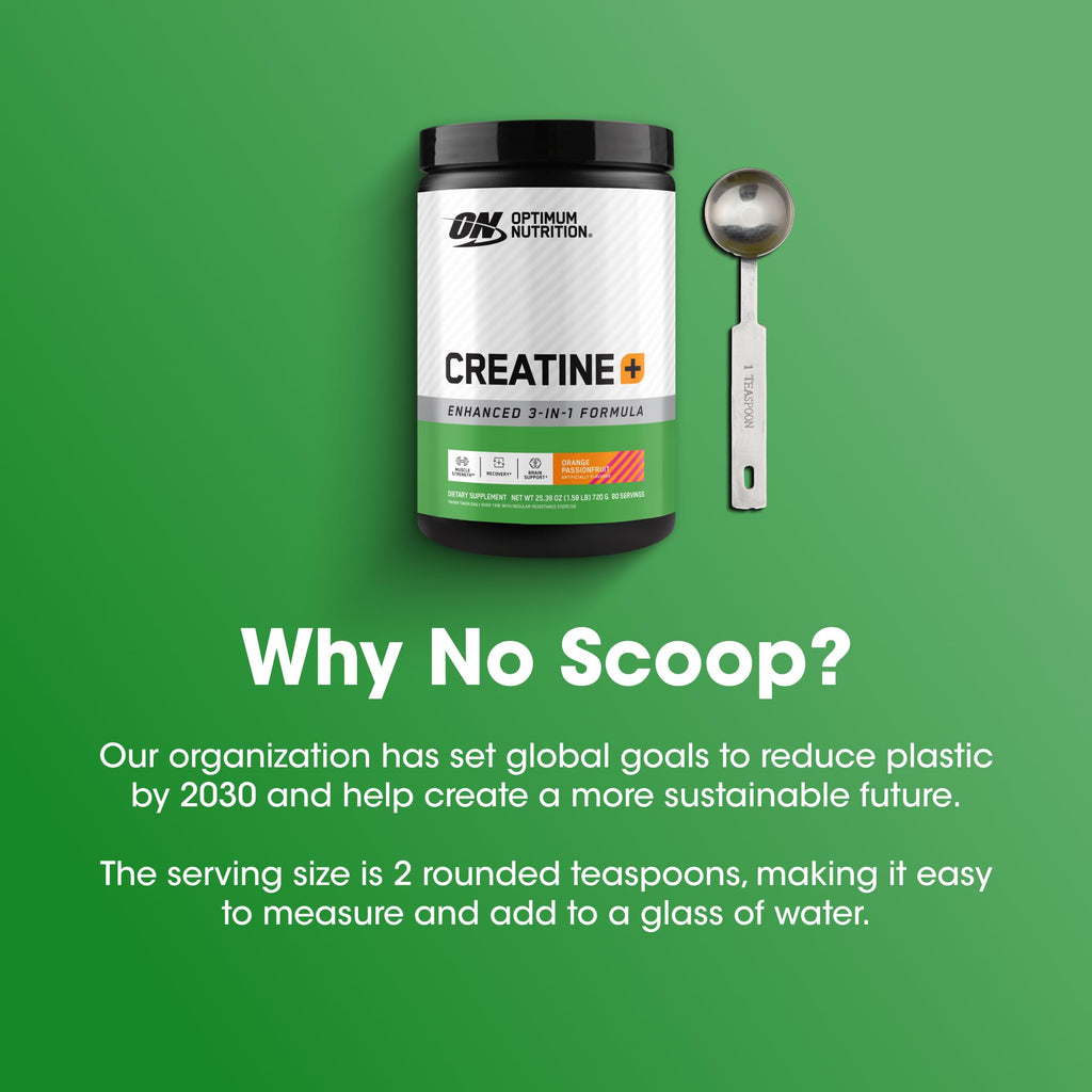Optimum Nutrition Creatine Monohydrate Plus Powder, Orange Passionfruit Flavored Creatine Performance Blend With Electrolytes for Hydration, Added Vitamins, 80 Servings, 720 Grams (Packaging May Vary)
