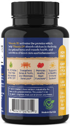 ForestLeaf Vitamin D3 + K2 (MK7) Supplement - MenaQ7 - Calcium and Vitamin D3 5000 IU Max Absorption - Teeth and Bone Strength, Heart Health, Immune System Support - 60 Veggie Capsules