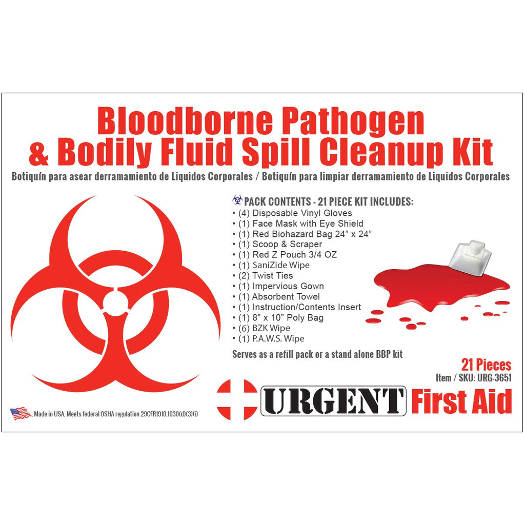 22 Piece Bodily Fluid Cleanup Pack/Bloodborne Pathogen Spill Kit - Meets OSHA Regulations - Protect from Dangerous Exposure to Blood and Other Potentially Infectious Materials