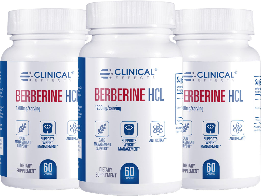 Clinical Effects Berberine HCL - Pure Berberine 1200mg - Liver Support - Vegan Supplement - 3 Pack - Made in the USA