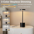 Rechargeable Cordless Table Lamp, 4000mAh Battery Operated, Black, 2 Pack