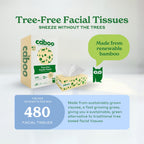 Caboo Tree Free Facial Tissue Paper, Tree Free, Eco Friendly 3 Ply Tissue Flat Box - 120 Sheets Per Box, Total of 4 Boxes, 480 Total Tissues