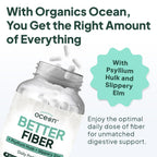 Organics Ocean Better Fiber - Daily Fiber Supplement - Soften Stool for Effortless Bowel Movements - with Psyllium Hulk and Slippery Elm - 3 Bottles