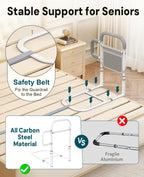 Bed Rails for Elderly Adults Safety, with Double Non-Slip Handle & Storage Pouch, Fits Most Bed Sizes, Bed Assist Rails for Seniors and Post-Surgery,Reduce Falls & Support Independence