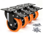 Caster Wheels, 4 Inch Caster Set of 4, Dual Locking PU Casters 2400LB, Swivel Casters for Furniture, Workbench & Tool Cart – Quiet, Floor Safe, Smooth Rolling
