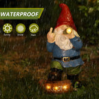 Panven Gnomes Garden Decor, 13.5" Tall Solar Large Inappropriate Funny Gifts Gnome Outdoor Statues for Yard, Patio, Lawn, Outside Naughty Gnome Garden Decorations Gift for Men Women
