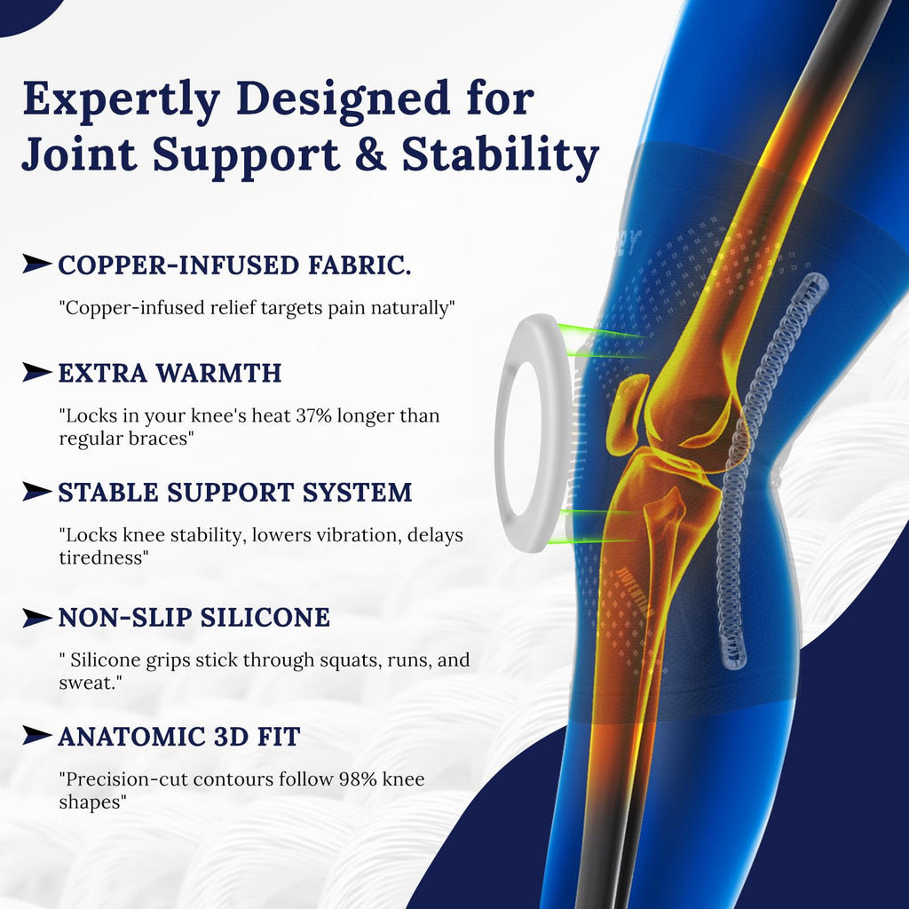 JIUFENTIAN Copper Knee Braces for Arthritis Pain (2 pack)- Professional Knee Suppot with Side Stabilizers - Breathable Compression Sleeves for Pain Relief & Stability (Arthritis, Gym, Work)-Large