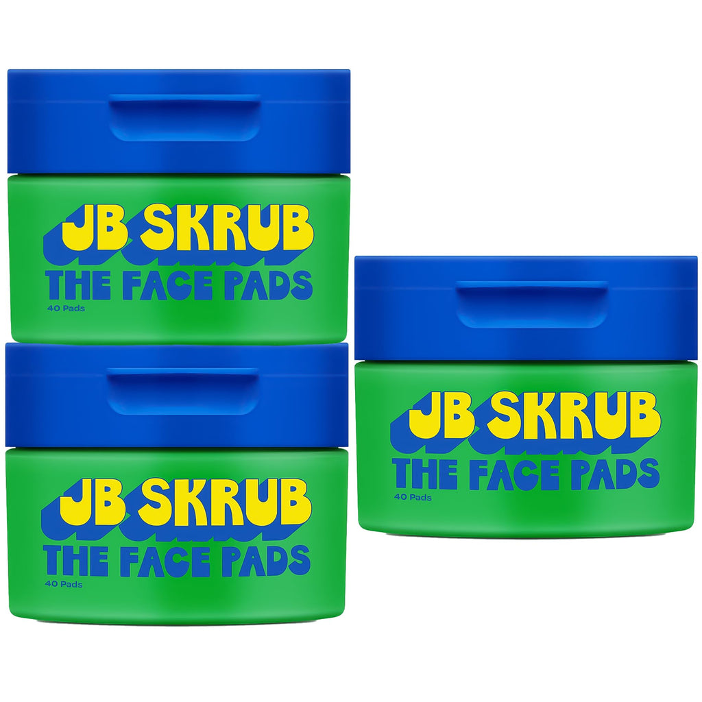 JB SKRUB The Face Pads - Kids, Tween Boys & Teens Acne Cleansing Pads for Cool Confidence - Say Goodbye to Greasy Skin and Hello to Freshness - 40 Cleansing Wipes, 3-Pack