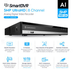 Amcrest 5MP UltraHD 8 Channel DVR Security Camera System Recorder, 5MP DVR for Analog Cameras, Remote Smartphone Access, Pre-Installed 4TB Hard Drive (AMDV5M8-4TB)