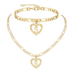 YANODA Gold Initial Pendant Necklace Anklet Bracelet for Women 14K Gold Plated Figaro Chain Letter Initial Heart Necklace Anklets Alphabet Foot Jewelry Personalized Jewelry for Women S
