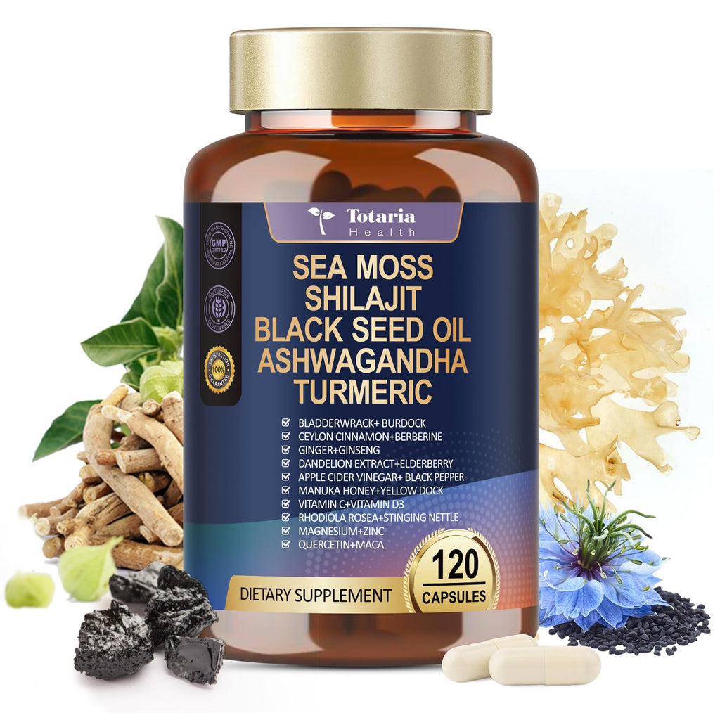 25-in-1 Sea Moss Capsules, 120 Capsules per Bottle, 2 Bottles
