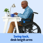 Medline Comfortable Folding Wheelchair with Swing-Back Desk-Length Arms and Swing-Away Footrests, 18”W x 16X”D Seat