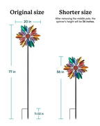 Cyan Oasis Solar Garden Wind Spinners with Light, Metal Yard Wind Spinners with Stake for Outdoor Lawn Decor (20" W x 77" H)