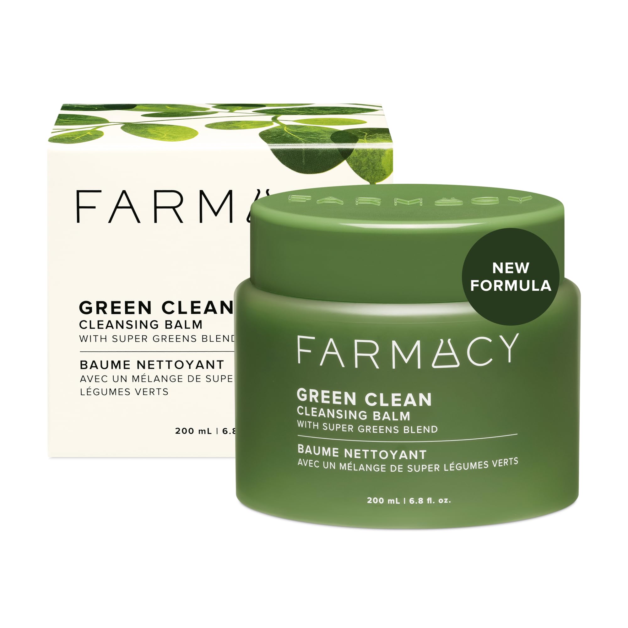 Farmacy Makeup Remover Cleansing Balm - Green Clean Waterproof Makeup Remover Balm + Oil Cleanser for Face - Gently Melts Make Up + SPF - Hydrates + Softens Skin with Super Greens + Papaya (200ml)