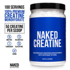 NAKED Pure Micronized Creatine Monohydrate Powder - Unflavored, 500g, 1.1lb Bulk - Vegan, Non-GMO, Gluten-Free, Soy-Free, No Fillers, Supports Muscle Growth & Strength - 100 Servings