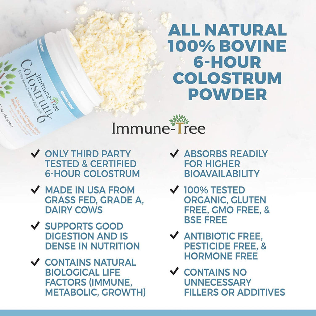 Immune-Tree 100% Pure Bovine Colostrum Powder (Grass-Fed) | High IgG for Immune Support & Gut Health | Anti-Aging | Colostrum Supplement for Adults & Kids | 2.2lb | 661 Servings