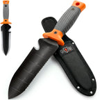 Hori Hori Garden Knife 7" with Sheath – Heavy Duty Stainless Steel Multi-Purpose Tool for Weeding, Digging & Planting, Serrated & Straight Full-Tang Blade, Non-Slip Rubber Handle with Safety Guard