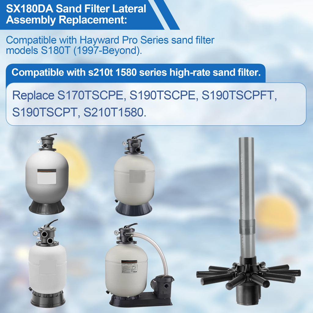 Ophjerg SX180DA Lateral Assembly with Center Pipe - Replacement for Hayward Pro Sand Filter Series S180T, S210T1580, S190TSCPE Pool Filter Pump Parts - Stops Sand in Pool, Heavy-Duty One-Piece Design