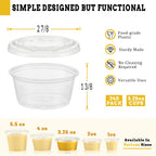 VITEVER [240 Sets - 3.25 oz ] Portion Cups With Lids, Small Plastic Containers with Lids, Airtight and Stackable Souffle Cups, Jello Shot Cups, Sauce Cups, Condiment Cups for Lunch, Party, Trips