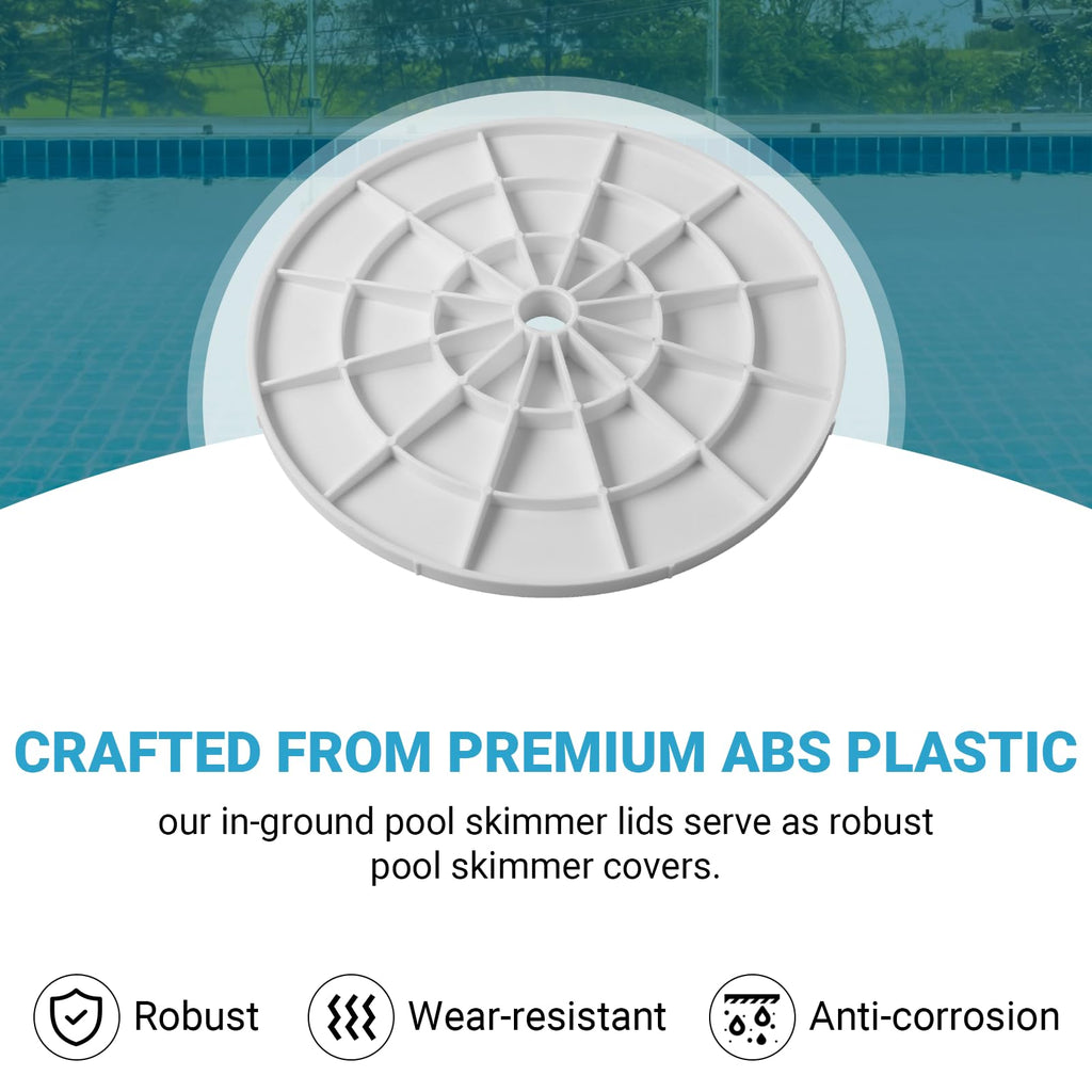 AR-PRO (2-Pack Swimming Pool Skimmer Cover - 9" Universal Round Pool Skimmer Lid Cover - Exact Replacement for 9 1/8" Skimmer Valve Lids and Spa Lids (White)