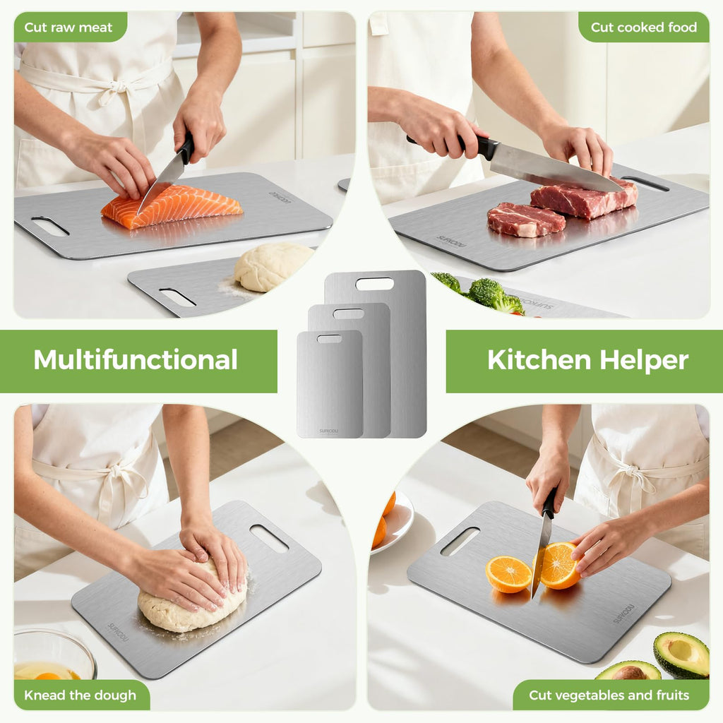 Titanium Cutting Board for Kitchen Set of 3(M+L+XL),One-Piece Design