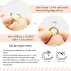 925 Sterling Silver Small Gold Hoop Earrings for Women Men,18K Gold Plated Hinge Huggie Hoop Earrings fit Cartilage, Helix, Tragus, Sung, Earlobe Lightweight Hypoallergenic Earrings (1 Pair - 7mm)