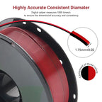 CHCKX PLA 3D Printer Filament, Dual Color Silk PLA Filament, Dimensional Accuracy +/- 0.02 mm, 1 kg Spool(2.2lbs), 1.75 mm,Black Red