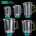 Teenitor Graduated Cylinder Plastic Beaker, 5pcs Plastic Graduated Cylinder 10ml 25ml 50ml 100ml 250ml and 5pcs Plastic Beakers 50ml 100ml 250ml 500ml1000ml Clear 10pcs