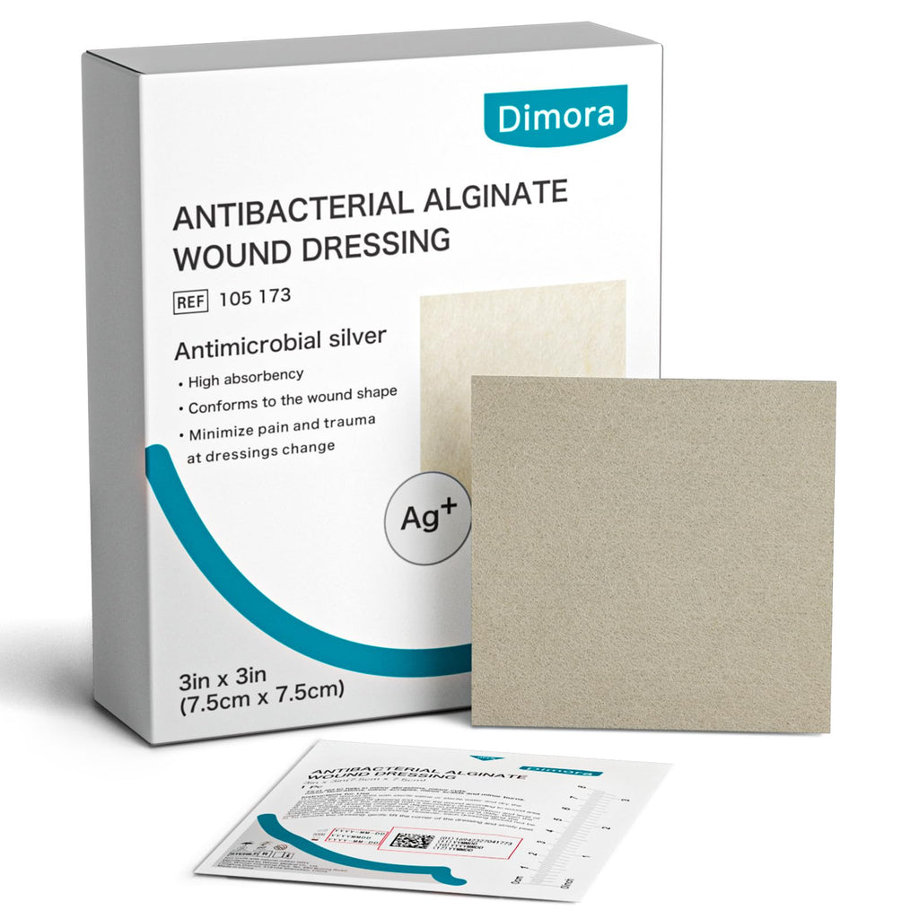 Dimora Upgrade Silver Calcium Alginate Wound Dressing -Silver-Infused Alginate Non Stick Gauze for Wounds Care, Highly Absorbent Sterile Bandage Pads with Ag, 3'' x 3'' Patches 12 Packs Individual