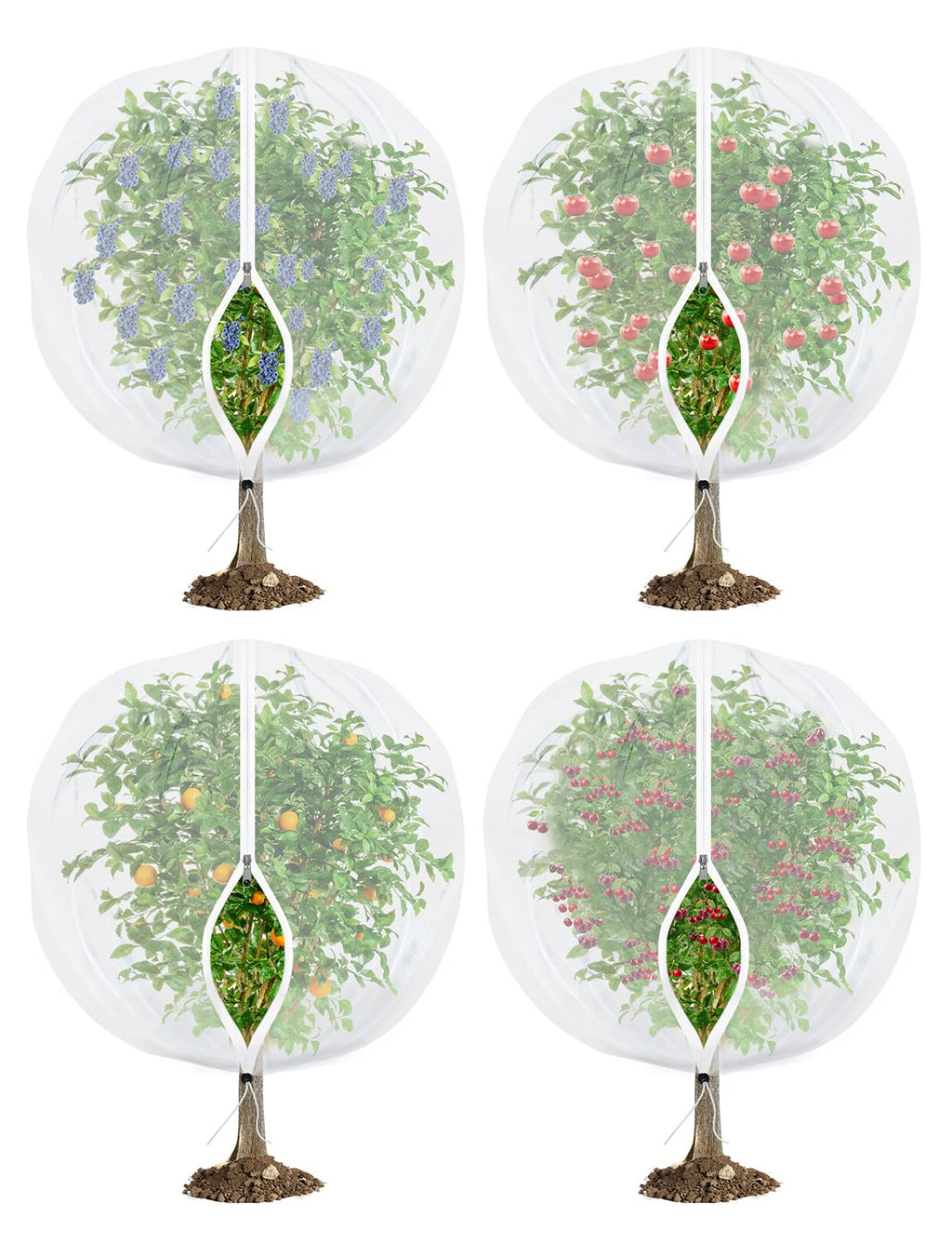 Fruit Tree Netting for Cicadas - with Zipper 4Pcs 5 x 4FT Garden Bird Netting for Blueberry Bushes with Drawstring,Insect Plant Protection Mesh Net Bags for Tomato,Cicada,Animals (4, 4 x 5 FT)
