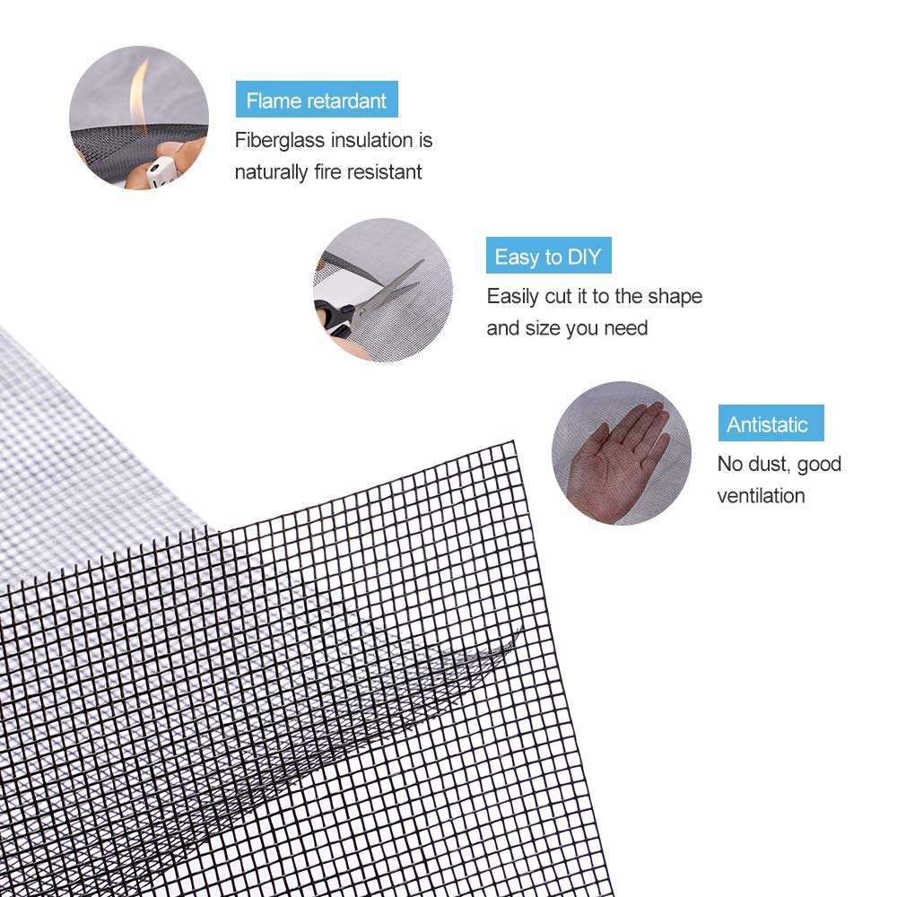 Pololo Fiberglass Screen Roll High Visibility and Durable Screen Easy to DIY Repair or Rescreen Window and Door Screen