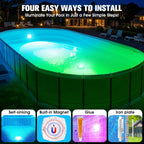 PoolBliss Rechargeable Submersible Pool Lights with Remote, 5000mAh Underwater Led Pool Light for Above Ground Pool Lights Waterproof, 9 Modes Color Changing Magnetic Swimming Inground Pool Lights-2PC