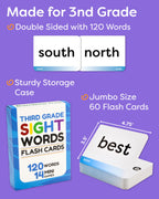 Sight Words Flash Cards 3rd Grade - 120 High Frequency Words from Dolch's and Fry's Lists for 8-9 Years