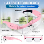 YOCTOSUN Magnifying Glasses with Light, Rechargeable Magnifying Headset with 5 Detachable Lenses 0.75X-4.0X and 3 LED Lights, Hands Free Headband Magnifier for Close Work Hobby Crafts Jewelry