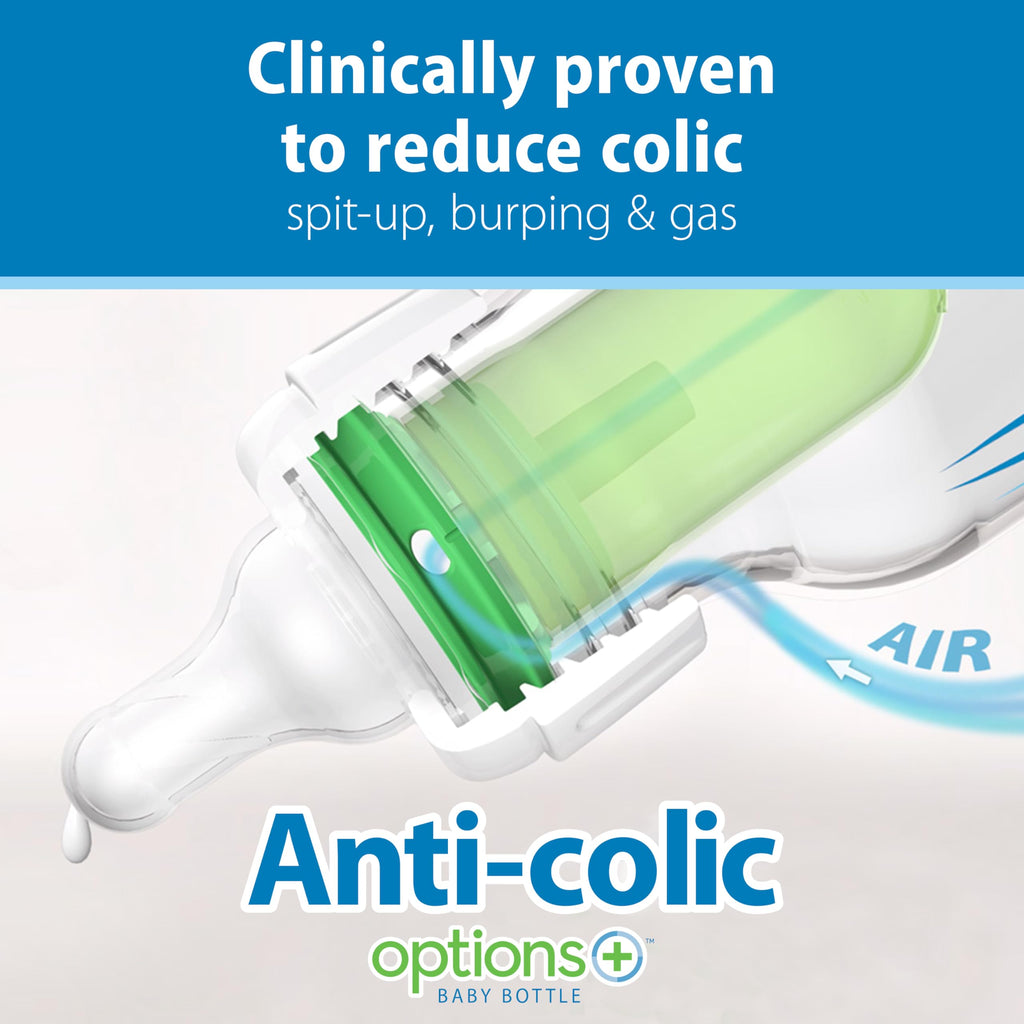 Dr. Brown's Anti-Colic Options+ Narrow Baby Bottle, Clear, 4 oz, 4-Pack
