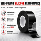Self-Fusing Silicone Tape 1" x 33' x 20mil – Waterproof Emergency Repair Tape for Radiator Hoses, Pipes & Electrical Wiring – Heat Resistant, Insulating, Chemical Resistant, No Residue, Black