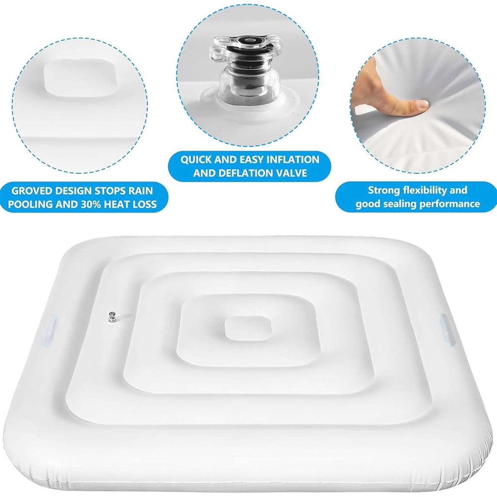 Tlswshsy 4.2Ft Inflatable Hot Tub Cover- Energy Saving Lid for Square Hot Tub- Foldable Protective Rain Overflow Cover for Inflatable Outdoor Hot Tubs