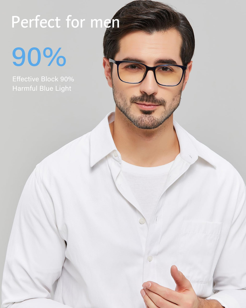 ANRRI Blue Light Blocking Glasses, Anti Eyestrain Lens Lightweight Frame Eyeglasses, Blue, Men/Women