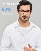 ANRRI Blue Light Blocking Glasses, Anti Eyestrain Lens Lightweight Frame Eyeglasses, Blue, Men/Women