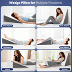 Vimoli Bed Wedge Pillow for Sleeping, Reading & Resting, 10 inch Cooling Memory Foam Incline Pillow Wedge for Adults Seniors, Ideal for Couch, Bedroom & Living Room, Removable Washable Cover